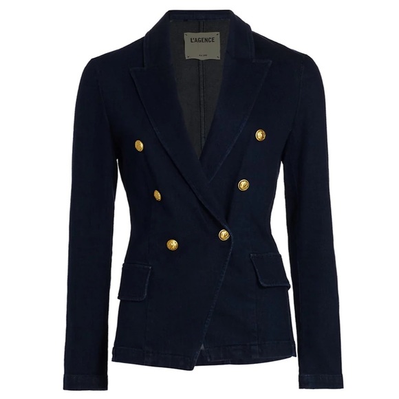 L’Agence Kaydence Double-Breasted Denim Jacket, XS - Picture 2 of 13